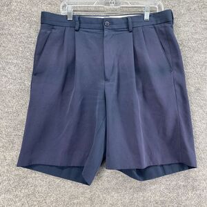 Alan Flusser Shorts Men 34 Blue Mid Rise Pleated Bermuda Pockets Regular Fit